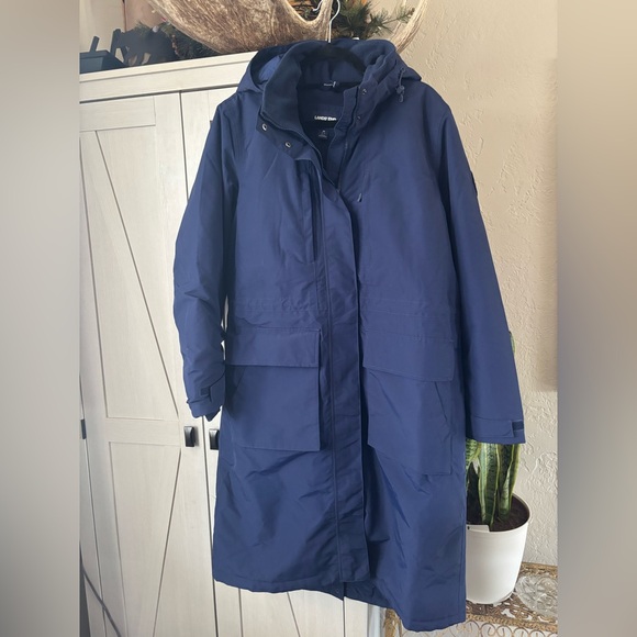 Lands’ End Squall Hooded Long Parka Winter Lined Warm Coat Parka Navy Blue - Picture 2 of 15